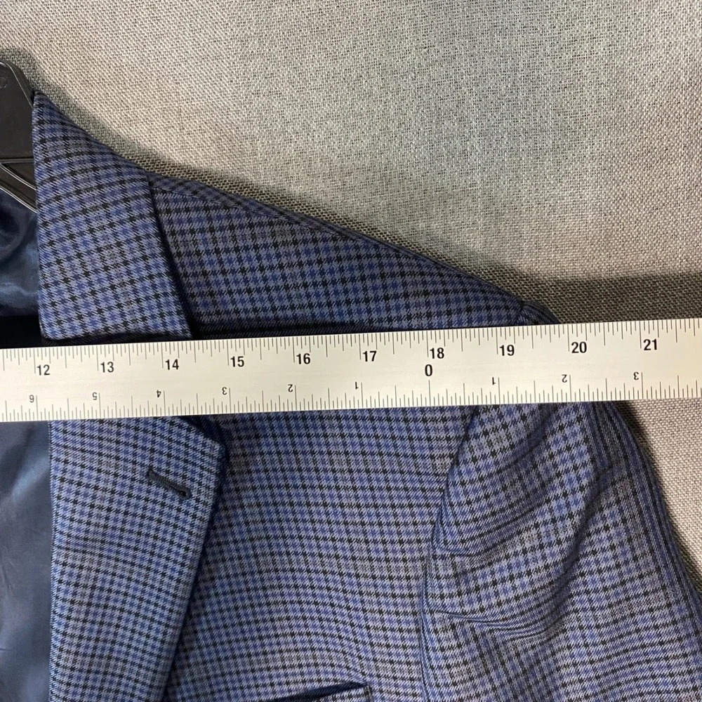 Jos. A. Bank Signature Collection 44L Blazer Silk Wool Blue Tailored Check Plaid